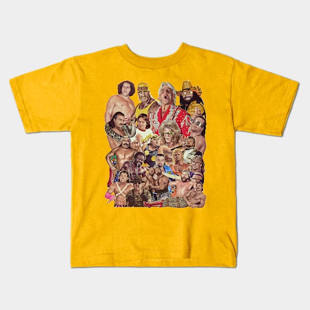 Pro Wrestlers of the 80s Kids T-Shirt by darklordpug